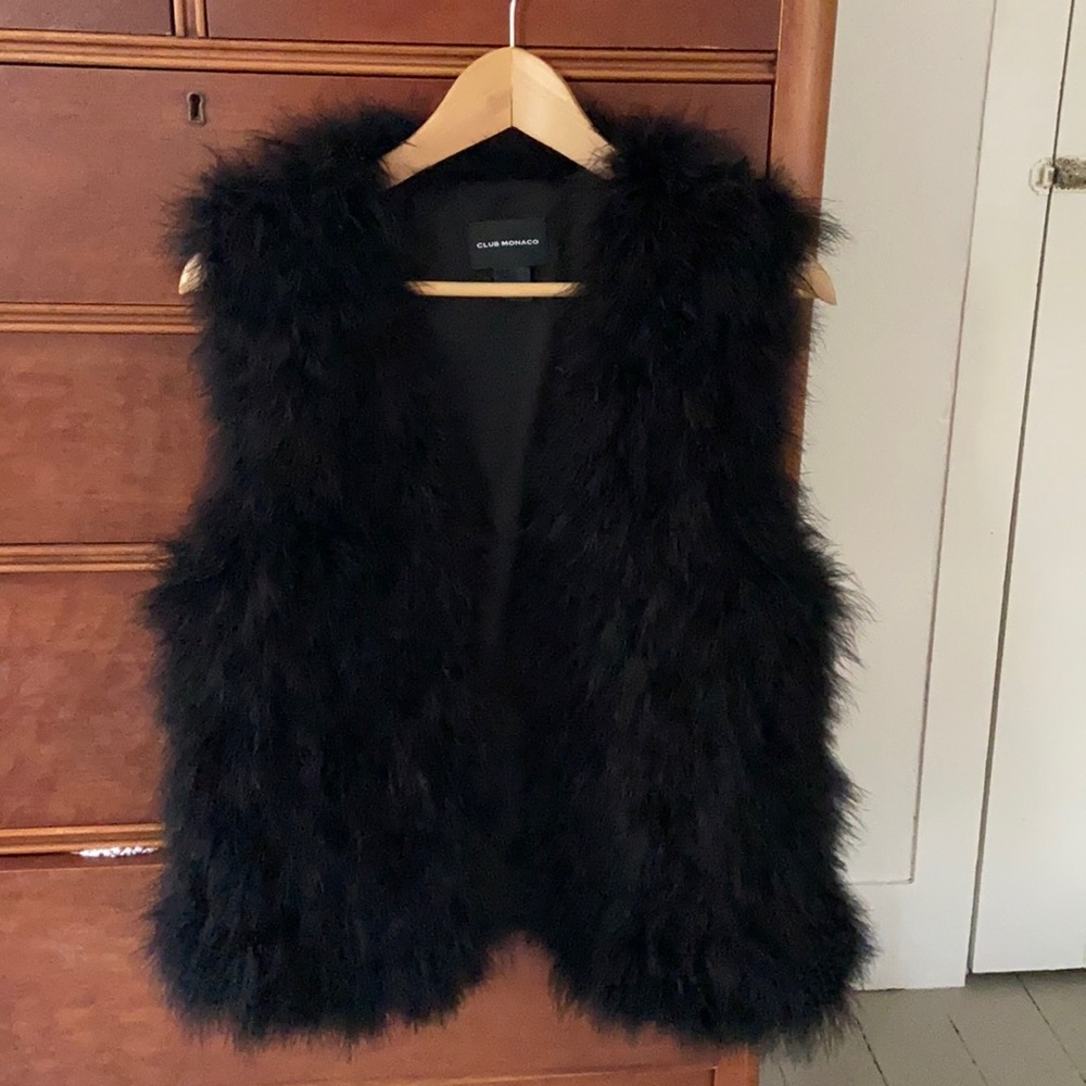 Club Monaco Black Violet Feather Vest size M